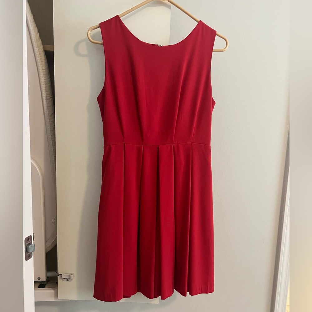 Red Pleated Easley Dress
